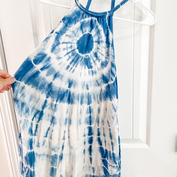 American Eagle Blue Tie Dye Halter Racerback Sun Dress Size Small - Picture 6 of 12